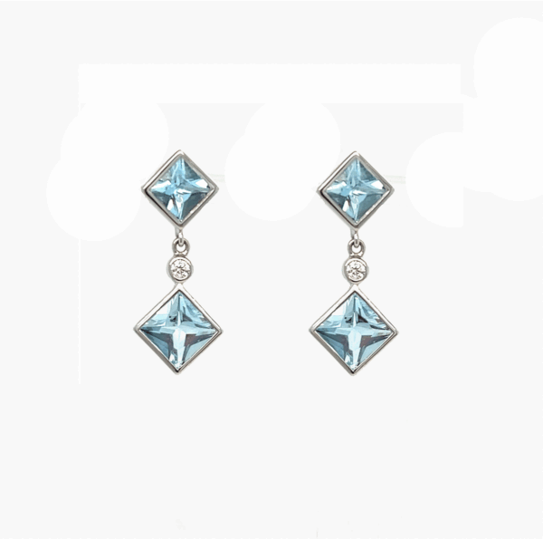 14K Gold Aquamarine Double Dangle Earrings