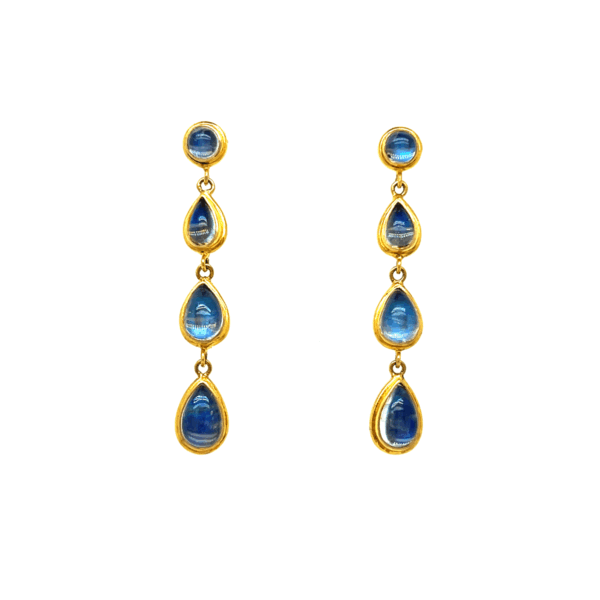 18K Yellow Gold Multi-Drop Moonstone Earrings