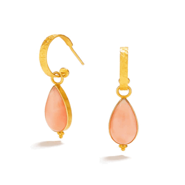 18K Gold Polos Drop Earrings with Angel Skin Coral