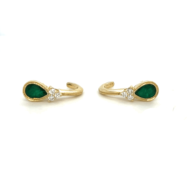 14K Yellow Gold Emerald & Diamond Earrings