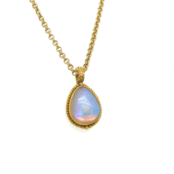 5.15CT Australian Opal Pear Pendant in 22K/18K Gold