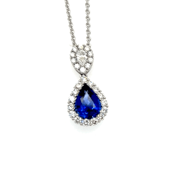 Platinum Double Teardrop Sapphire Necklace