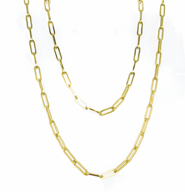 18K Yellow Gold Handmade Paper Clip Chain