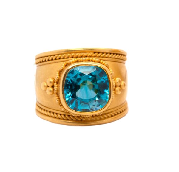Cheryl" Band Ring Apatite, 22k Gold
