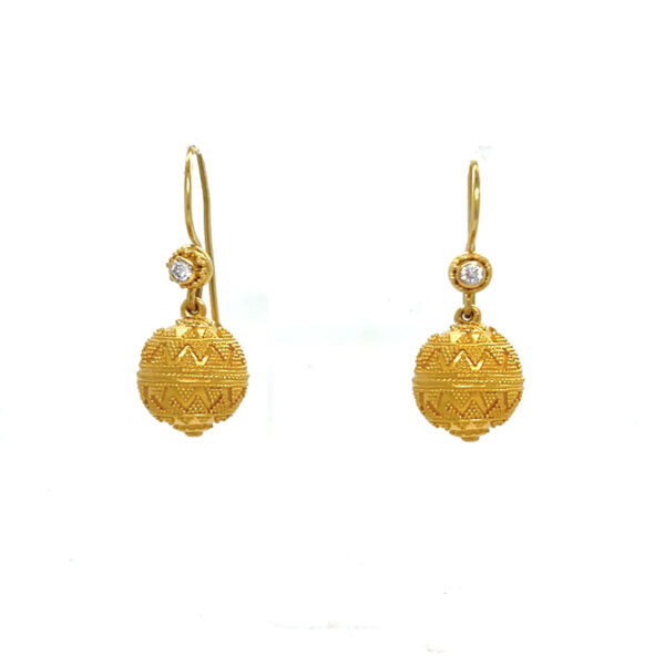 22K & 18K Gold Drop Earrings with Diamonds