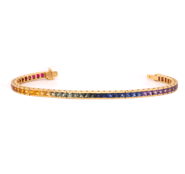 18K Yellow Gold Sapphire Tennis Bracelet