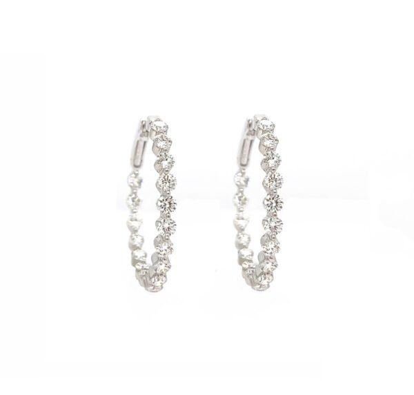 14K White Gold Inside-Out Diamond Hoop Earrings