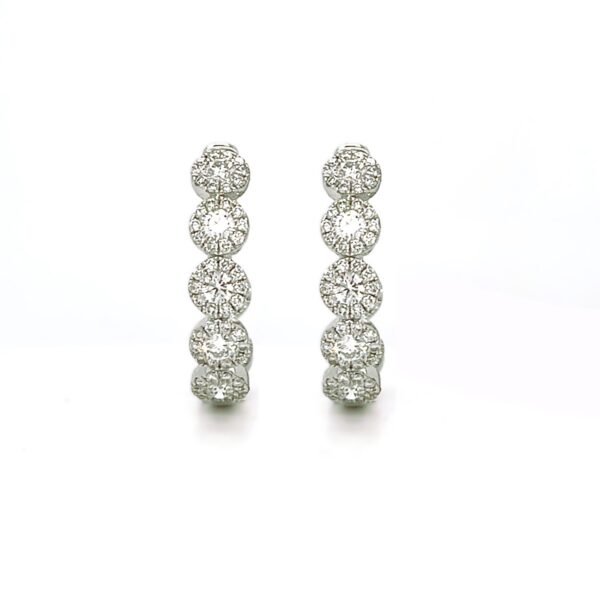 14K White Gold Halo Hoop Earrings