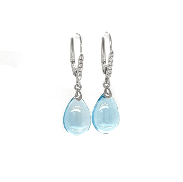 14K White Gold Blue Topaz & Diamond Accent Earrings