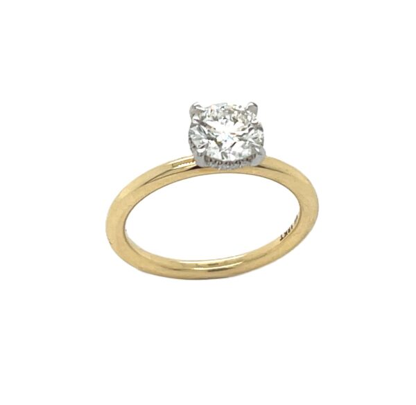 18K Yellow Gold Solitaire Ring with Platinum Hidden Halo by Brad Weber