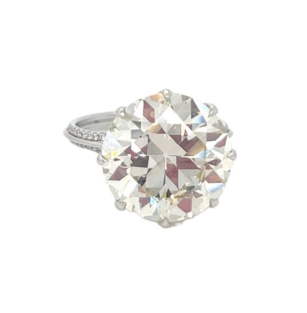 Platinum Round Diamond Ring with Micro Pavé Spider Web Setting