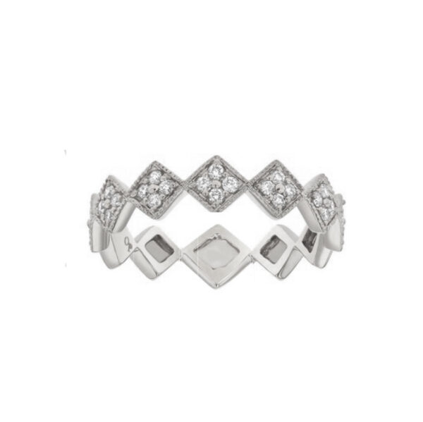 14K White Gold Diamond Zig Zag Ring