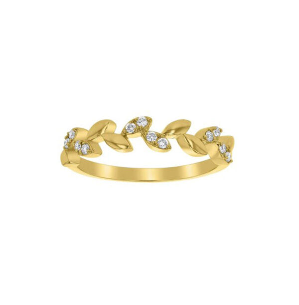 14K Yellow Gold Leaf Diamond Ring