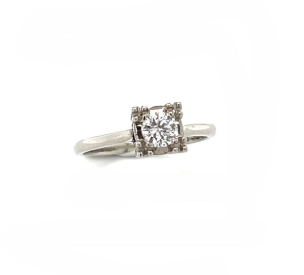 14K White Gold Diamond Ring – 0.30CT Round Brilliant Cut