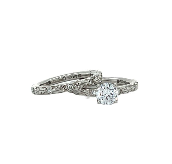 Textured Platinum Semi-Mount Set with Diamonds