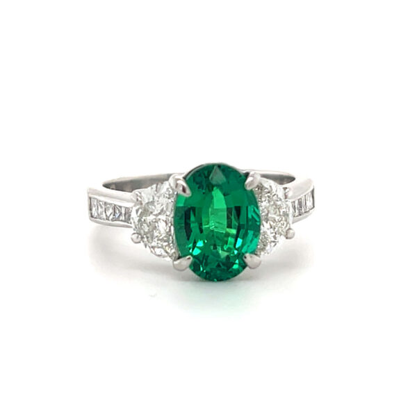 Platinum Emerald & Diamond Ring