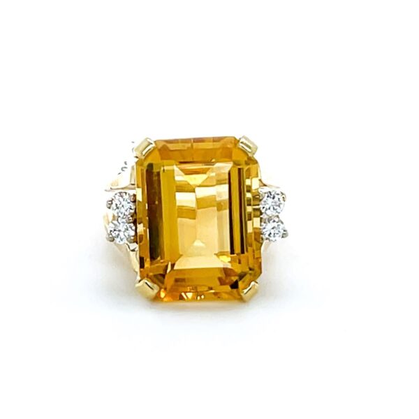 14K Yellow Gold Citrine & Diamond Split Shank Ring