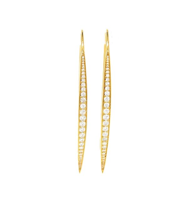 18K Yellow Gold Graduated Pave Diamond Curved Earrings