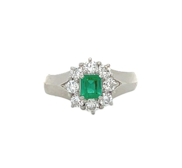 Platinum Emerald & Diamond Ring