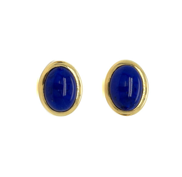 14K Yellow Gold Lapis Earrings