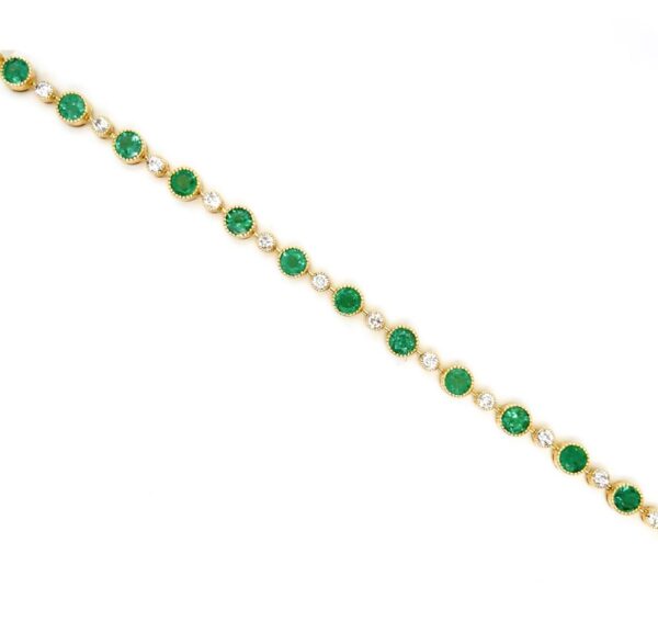 14K Yellow Gold Emerald & Diamond Bezel Bracelet