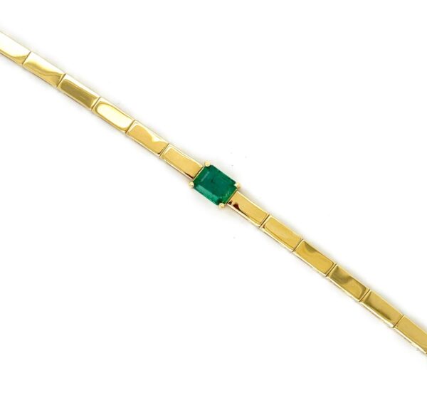 14K Yellow Gold Emerald Link Bracelet