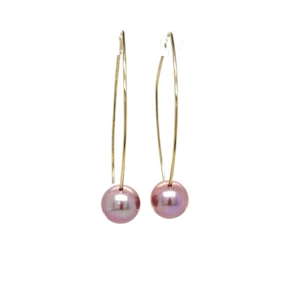 14K White Gold French Hook Earrings with Mauve South Sea Pearls