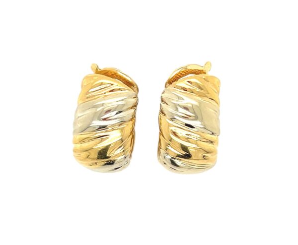 18K Gold Huggie Earrings – Van Cleef & Arpels Diagonal Pattern