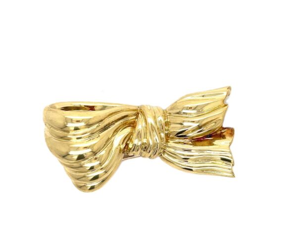 18K Yellow Gold Bow Brooch Pin