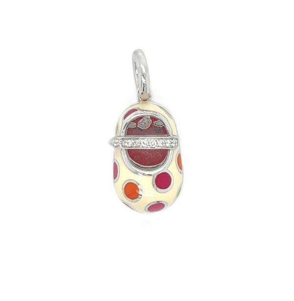 Aaron Basha 18K Gold Polka Dots Enamel Work & Diamond Loafer Shoe Pendant