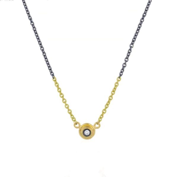 24K Gold & Sterling Silver Diamond Necklace