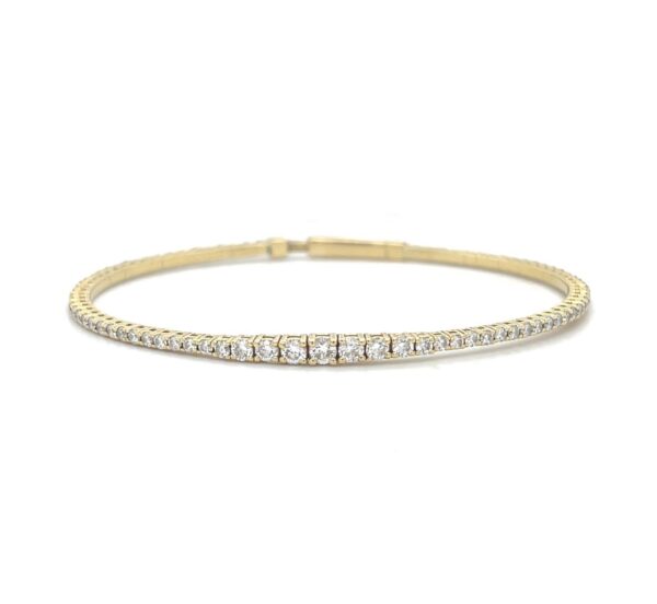 14K Yellow Gold Diamond Graduating Flex Bangle