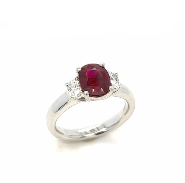 Platinum Unheated Burma Ruby & Diamond Ring