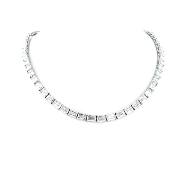 Platinum Emerald Cut Diamond Necklace
