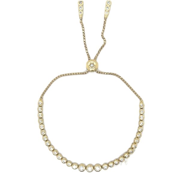 18K Yellow Gold Bolo Style Bracelet with Diamond