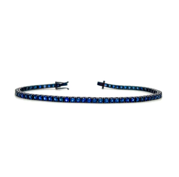 18K Gold 3.13 ct Blue Sapphire Tennis Bracelet
