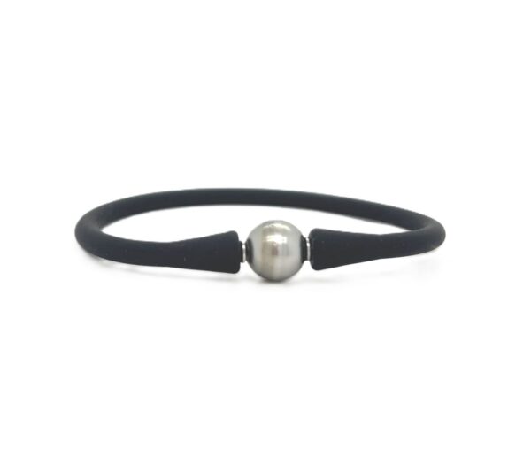 Chisel Bracelet with Black Tahitian Pearl & Silicone