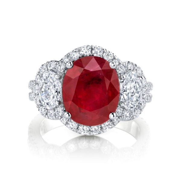 Platinum Oval Ruby & Diamond Ring
