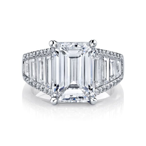 Platinum Emerald Cut Diamond Ring