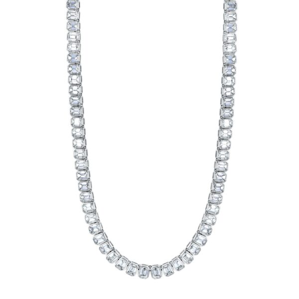 Platinum North-South Emerald Bezel Necklace