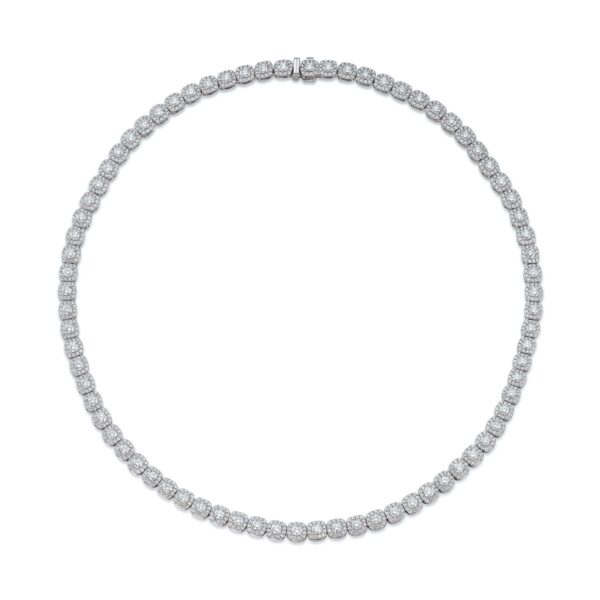 18K White Gold Necklace with Emerald & Oval Diamonds