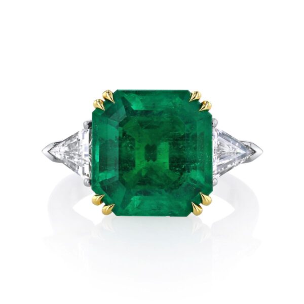 18K Yellow Gold Emerald & Diamond Ring