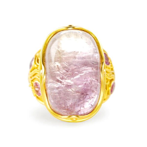 22K Gold Klimt Ring with Kunzite & Pink Sapphire