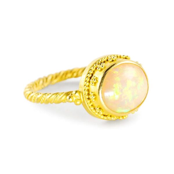 22K Yellow Gold Glittering Ethiopian Opal Ring