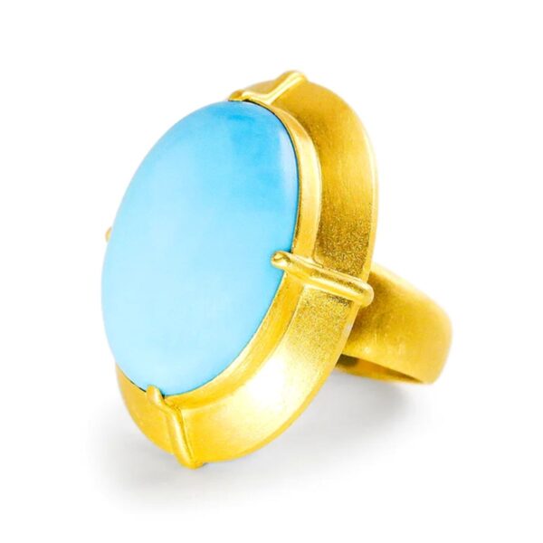 22K Yellow Gold Rita Ring with sleeping Beauty Turquoise