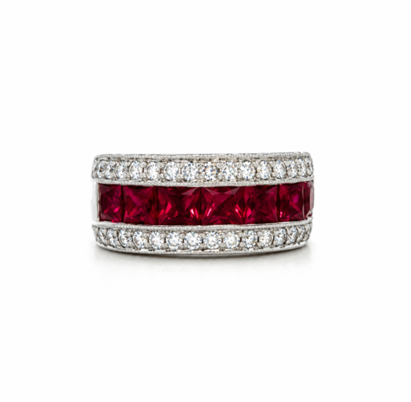 Platinum Ruby & Diamond Band