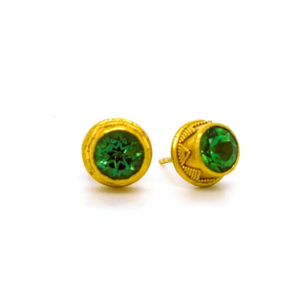 22K & 18K Yellow Gold Tourmaline Stud Earrings